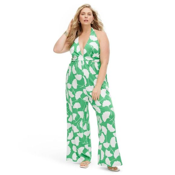 Diane von Furstenberg for Target Pants - Diane von Furstenberg Women's Halter Jumpsuit Deep Green